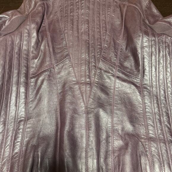 Scully Women's Genuine Leather Jacket XL Plum Purple Moto Western Floral Lining - Picture 9 of 10